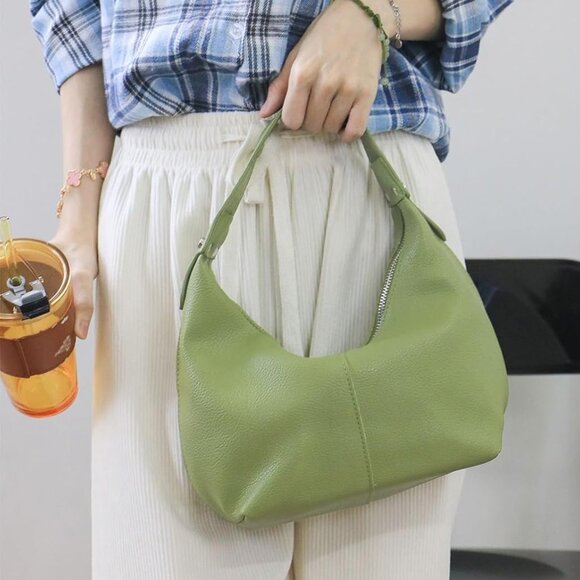 Crescent Shoulder Bag Vegan Leather Hobo Tote Multi-Pocket Casual Use - Picture 7 of 9